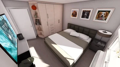 Quarto; luz natural, estilo moderno