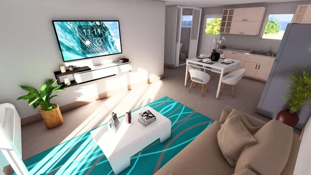 Sala de estar; luz natural, estilo moderno, chão de madeira