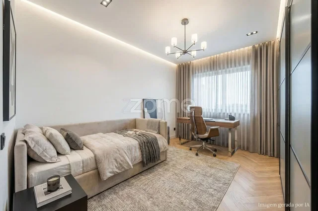 Chambre; style moderne, parquet, lumière naturelle, rénové