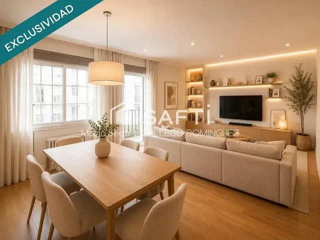 Salon; style moderne, parquet, lumière naturelle, rénové