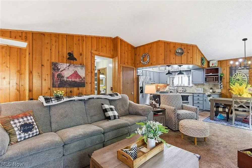 Salon; poutres en bois, parquet, style rustique, lumière naturelle