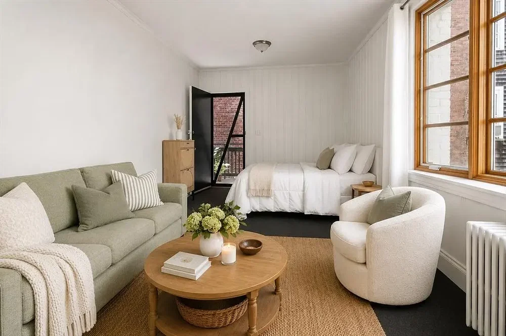 Camera da letto; luce naturale, stile moderno