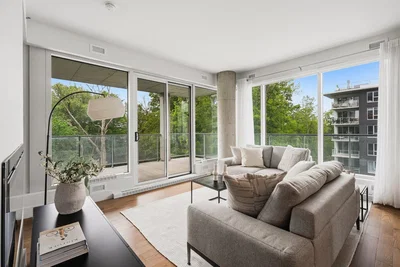 Living room; wood floor, natural light, view
