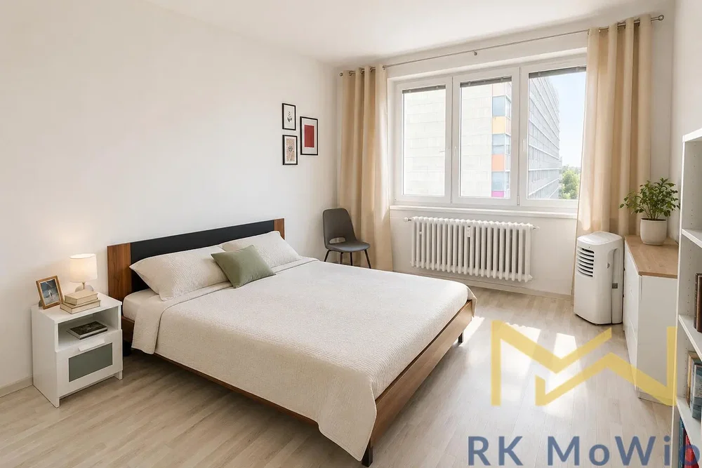 Camera da letto; luce naturale, pavimento in legno, stile moderno