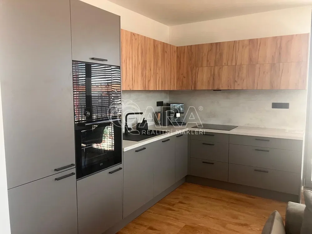 Kitchen; kitchen appliances, wood floor, renovated, natural light