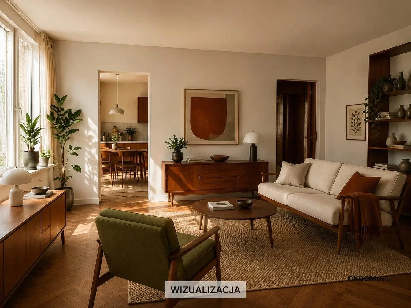 Living room; natural light, modern style, wood floor
