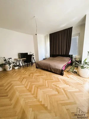 Camera da letto; pavimento in legno, luce naturale, stile moderno