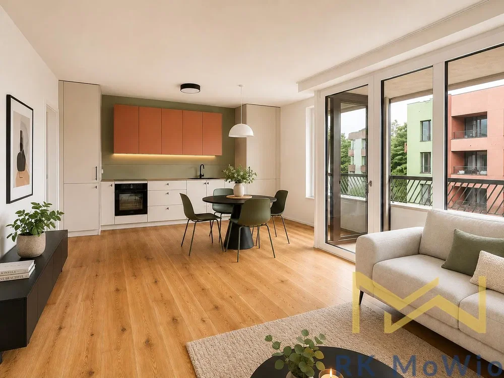 Wohnzimmer; blick, küchengeräte, holzboden, tageslicht, moderner stil