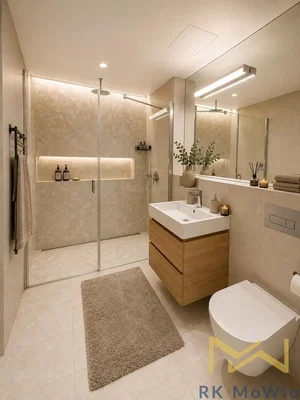 Badezimmer; fliesenboden, renoviert, tageslicht, moderner stil