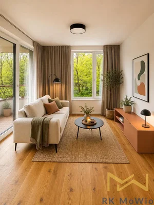 Wohnzimmer; holzboden, tageslicht, moderner stil