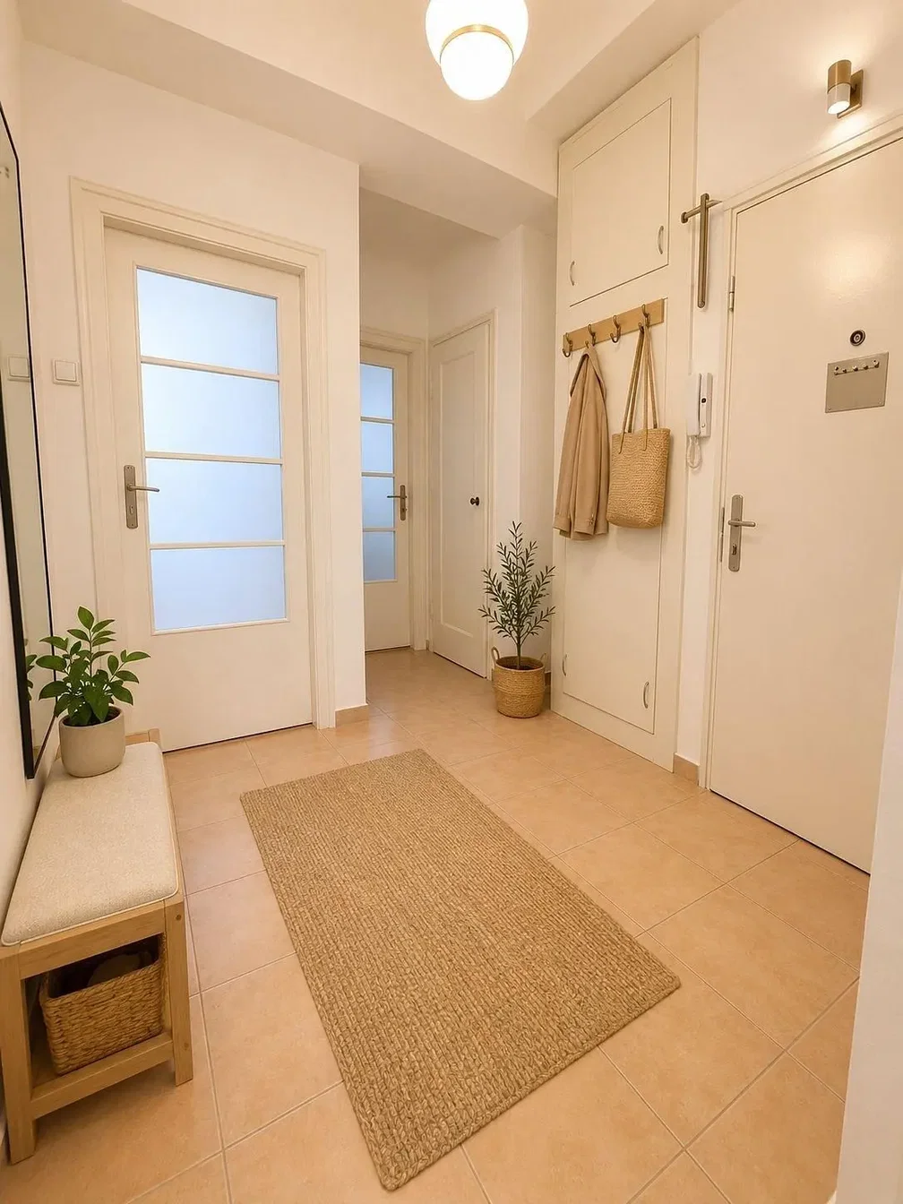 Cloakroom; tile floor, natural light