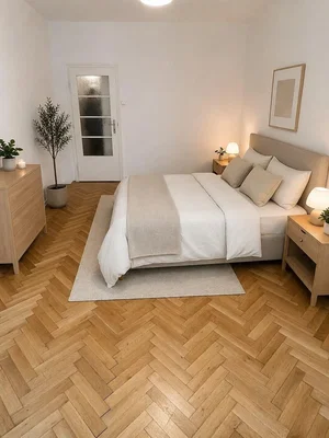 Bedroom; wood floor, natural light