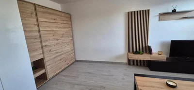 Salon; podłoga drewniana, styl nowoczesny, światło dzienne