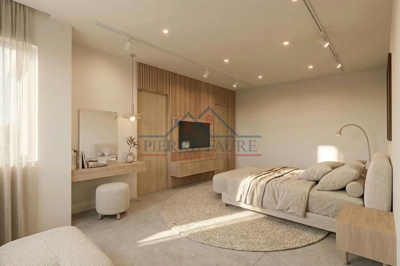 Camera da letto; stile moderno, luce naturale, pavimento in legno