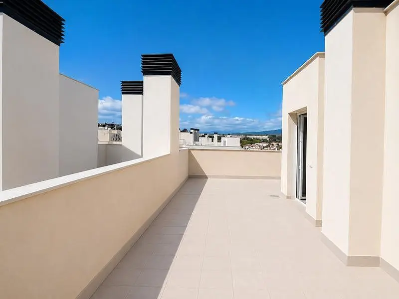 Terrace; tile floor, natural light, view