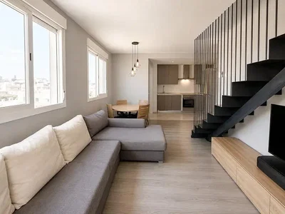 Soggiorno; luce naturale, stile moderno, pavimento in legno