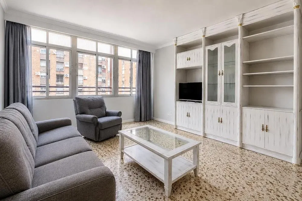 Living room; natural light, tile floor, view