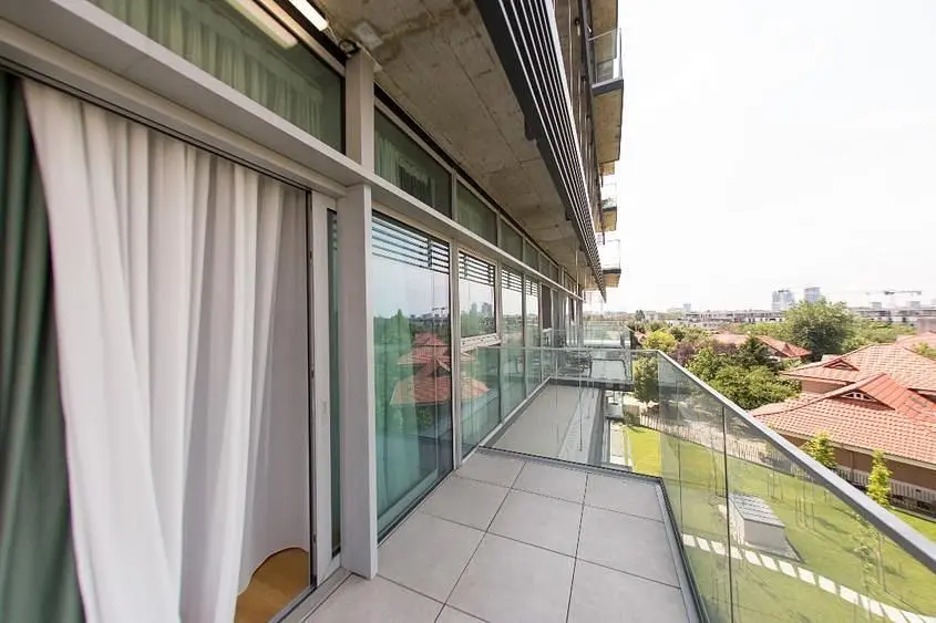 Balcony; view, tile floor, natural light