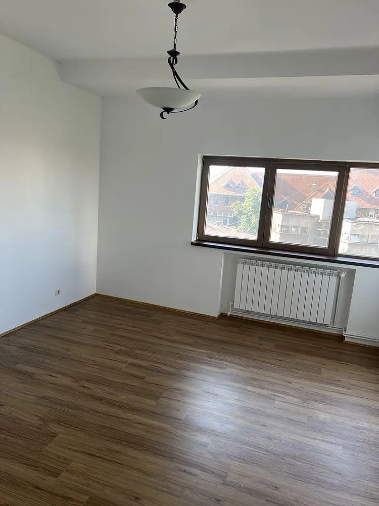 Living room; wood floor, natural light, needs renovation