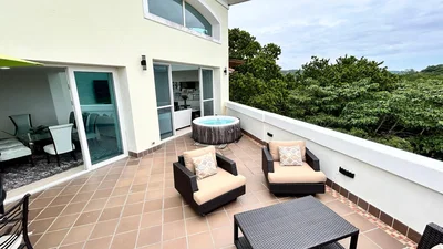 Terrace; tile floor, natural light, view
