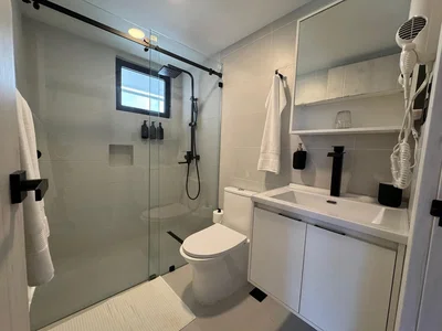 Bathroom; tile floor, renovated, natural light