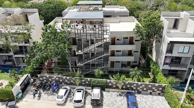 House and surroundings; view