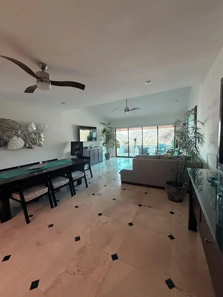 Living room; tile floor, natural light
