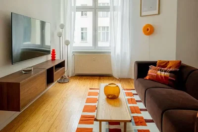 Living room; wood floor, natural light