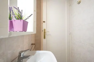 Bathroom; tile floor, natural light