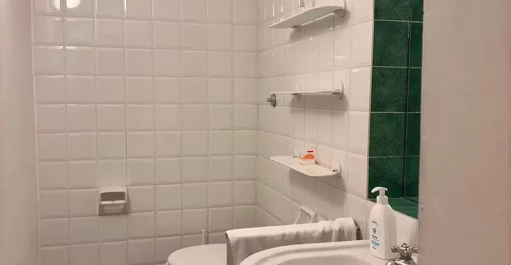 Toaleta; dlažba, nutná rekonstrukce