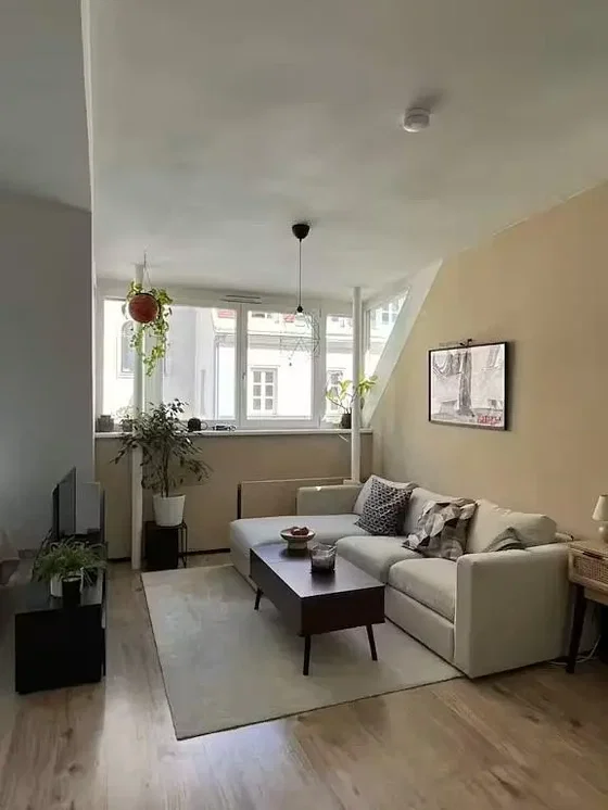 Salón; luz natural, suelo de madera, estilo moderno