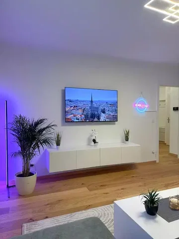 Living room; wood floor, natural light, modern style