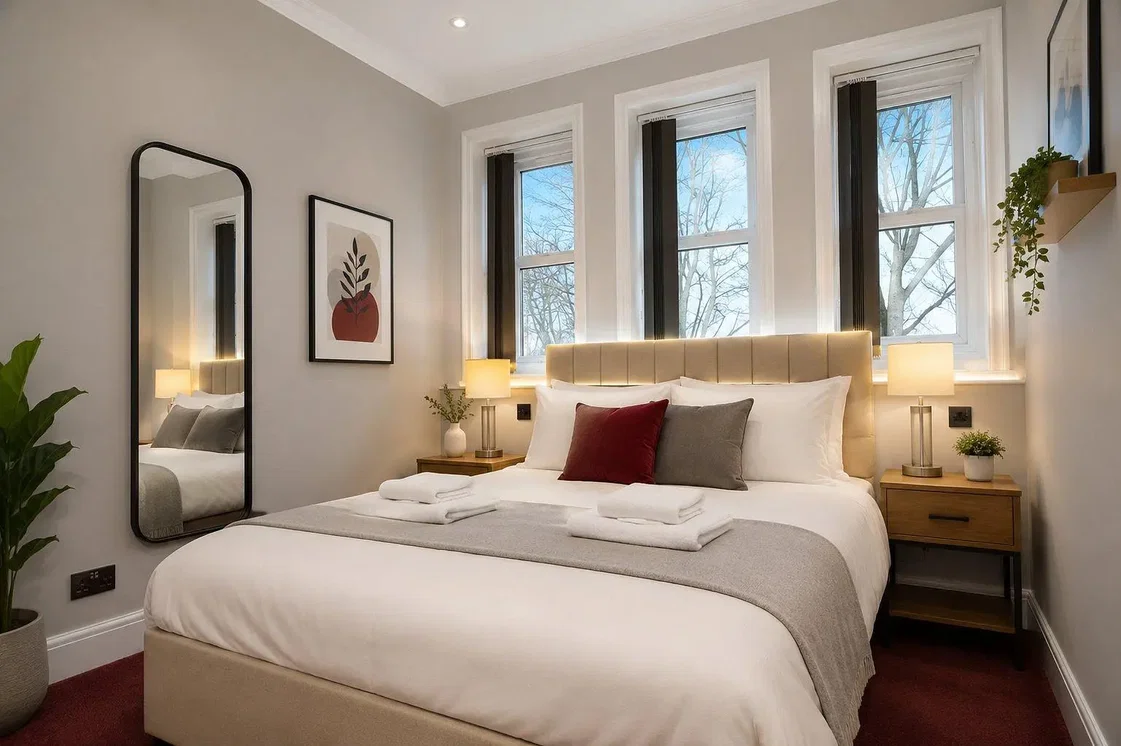 Chambre; lumière naturelle, style moderne