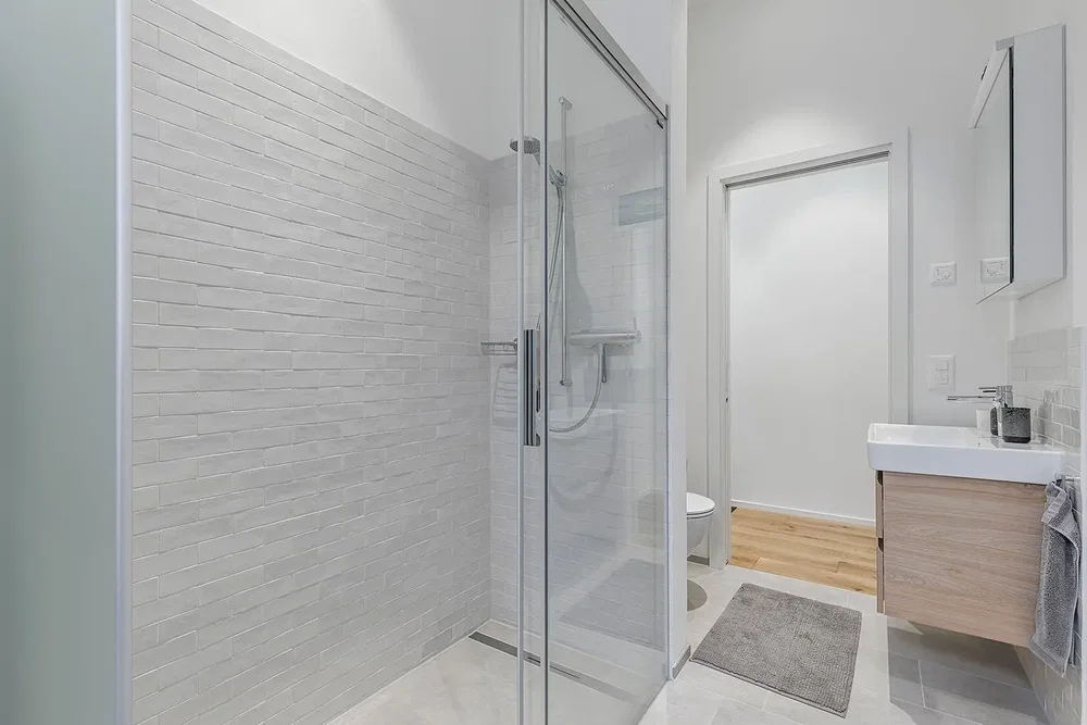 Bathroom; tile floor, renovated, natural light