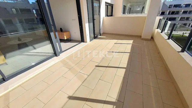 Balcony; tile floor, natural light, view