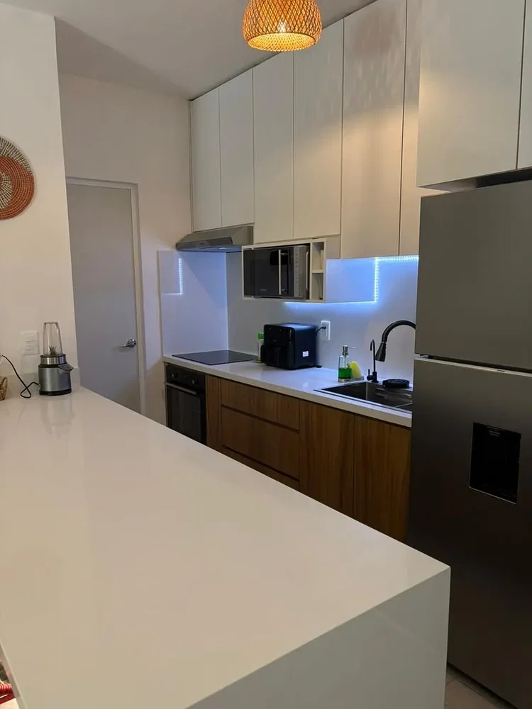 Kuhinja; kućanski aparati, pločice, prirodna svjetlost, moderan stil, renoviran