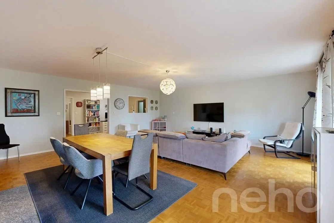 Living room; wood floor, natural light, modern style