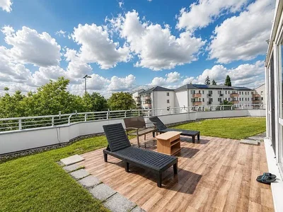 Terrace; wood floor, natural light, view