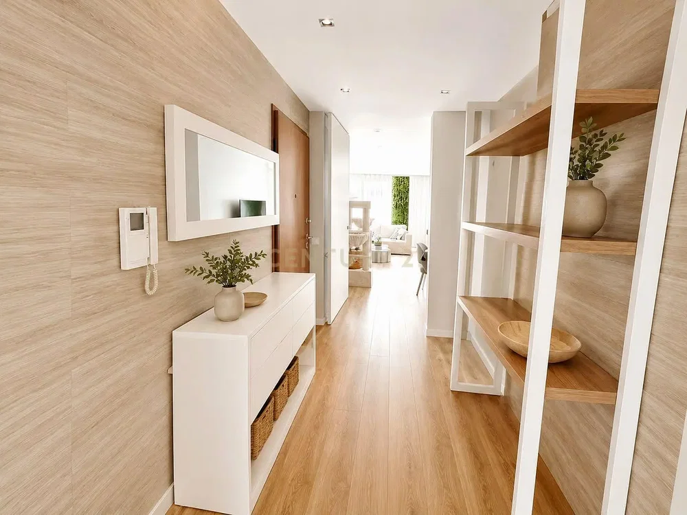 Salon; parquet, lumière naturelle, style moderne