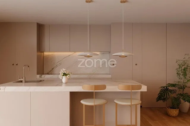 Keuken; keukenapparatuur, natuurlijk licht, moderne stijl, gerenoveerd