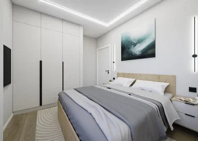 Slaapkamer; houten vloer, natuurlijk licht, moderne stijl, gerenoveerd