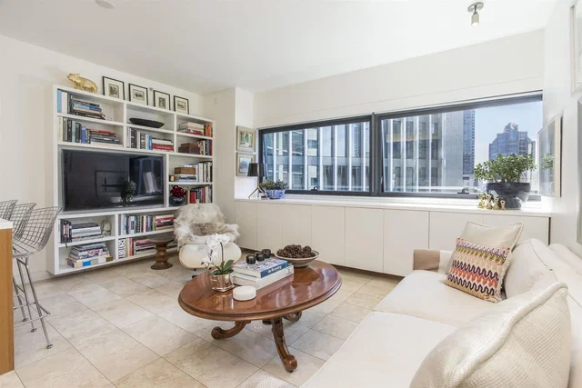 Living room; natural light, tile floor, view