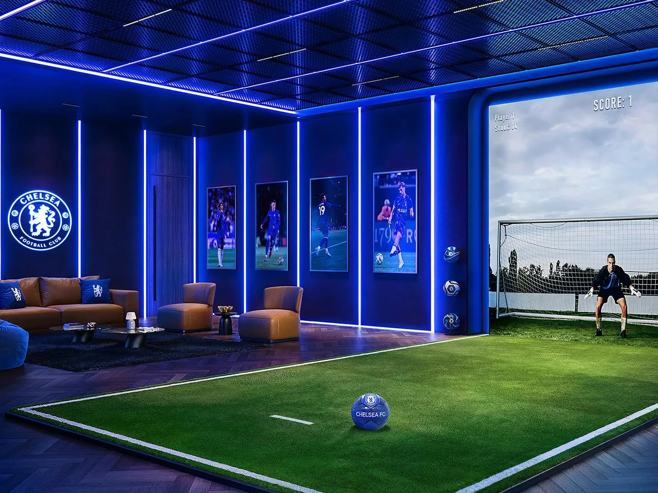 FOOTBALL SIMULATION ROOM: Experience the thrill of the pitch with cutting-edge simulators designed for training, strategy, and immersive play.