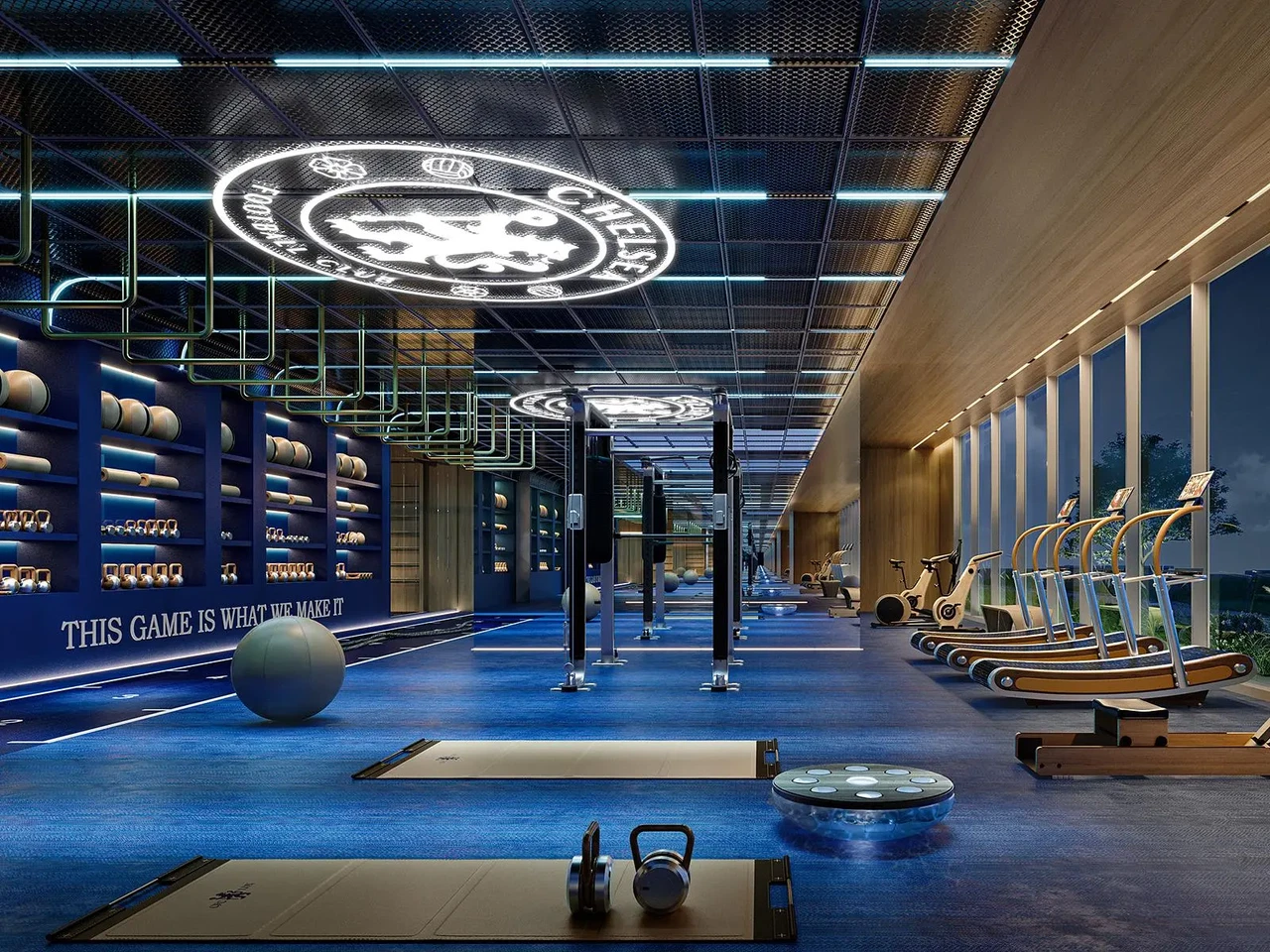 CHELSEA ATHLETE PERFORMANCE TRAINING CENTRE: Train like an elite athlete in a water-inspired gym with emmersive design, aqua weights, and pro-level energy.