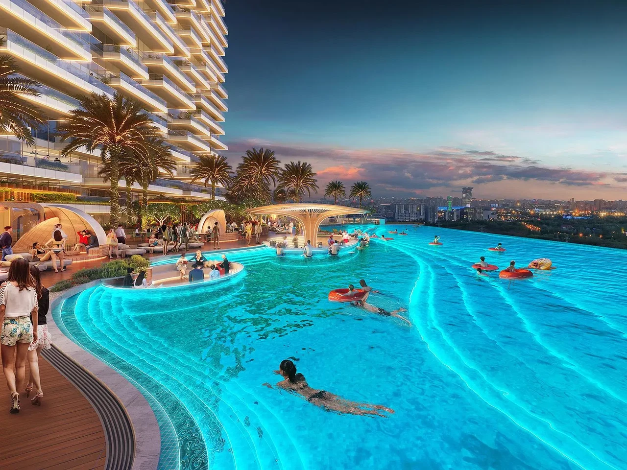 AURORA POOL: Experience a pool that transforms as vibrant hues dance across the water, creating a mesmerising kaleidoscopic spectacle.