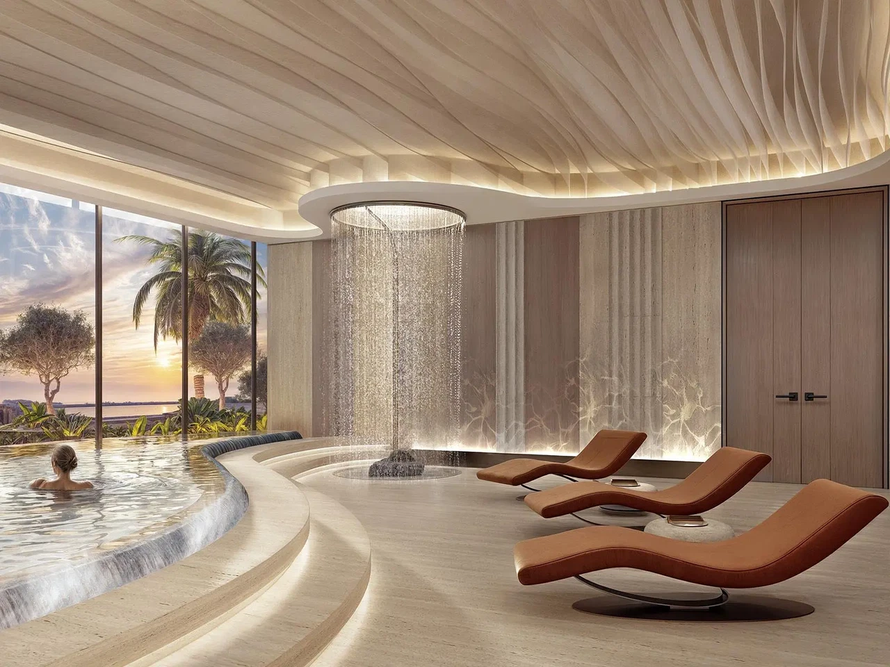 LUMIERE SPA: Indulge in golden light therapy, pristine hydrotherapy pools, and a mediation dome amid lush living gardens.