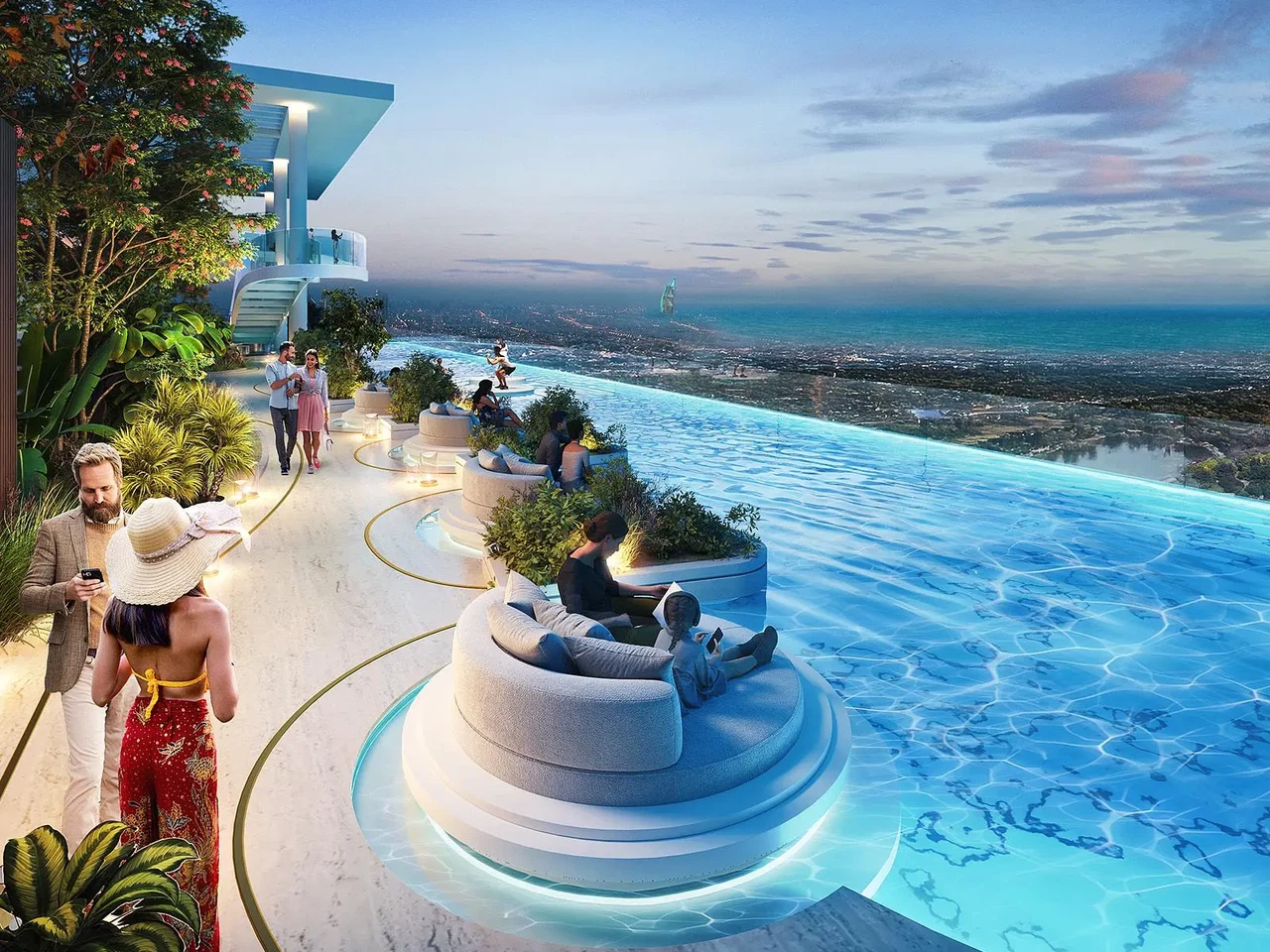 ZEN PLUNGE POOL: Immerse yourself in serenity with a tranquil plunge pool offering sweeping Dubai panoramas for relexation.