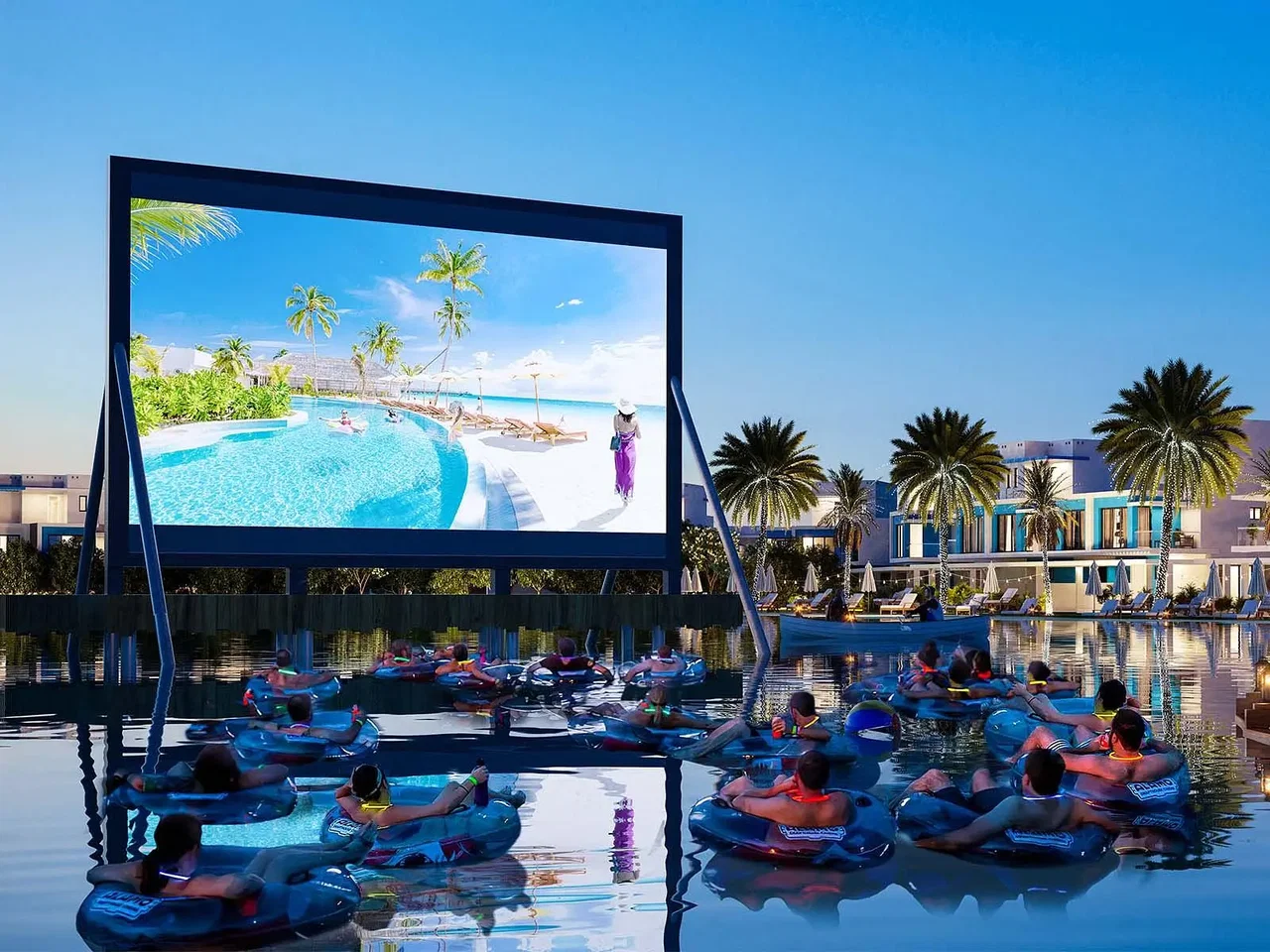 FLOATING AMPHITEATRE: Drift into the evening at the theatre, where films come to life under the starts, creating an unforgettable cinematic experience.